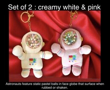 2pk 5.5  Super Soft plush Cute Astronaut Space Man w Keychain  Beads:pink,cream