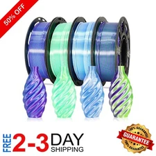 4 Spools Dual Color Silk PLA 1.75mm Filament Bundle - Vibrant 3D Printing Colors