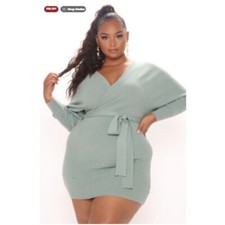 New NWT Plus Size Annabelle Sweater Mini Dress - Sage Size 3X Fashion Nova