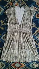 Express Womens S Empire Waist Dress Animal Print Embellished Rayon 2007 