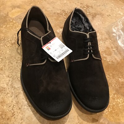 ZARA Brown Suede Casual Lace Up Shoes Men\'s 42 / 9 Zara Man Brown Suede Lace Up Oxfords Size 42 US 9 Black Cap  main image 3