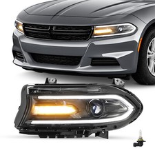 For 2015-2022 Dodge Charger Halogen W/LED DRL Projector Headlight Driver Side