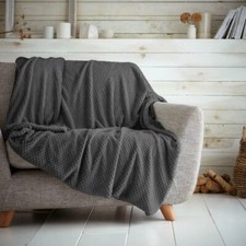 Luxury Popcorn Waffle Blanket Large Warm Cosy Fleece Sofa Bed Travel Throw Overs