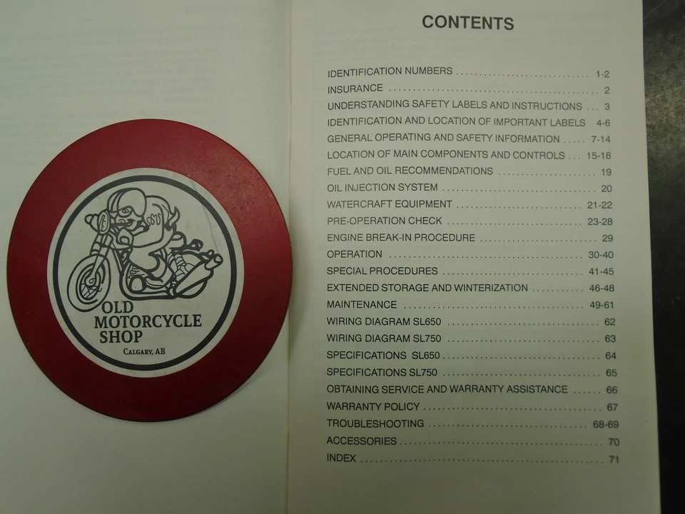 1994 POLARIS P.W.C. SL650/ SL750  OWNER'S SAFTEY & MAINTENANCE  MANUAL - Image 2 of 2