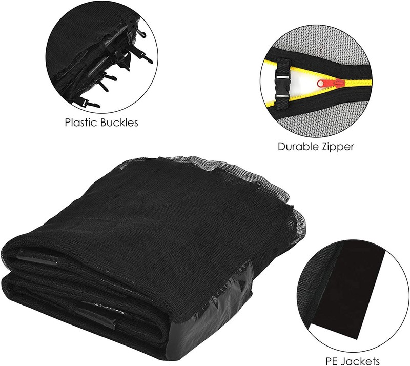 14 FT Replacement Trampoline Safety Enclosure Net w/ Zipper & Buckle for 8 Poles