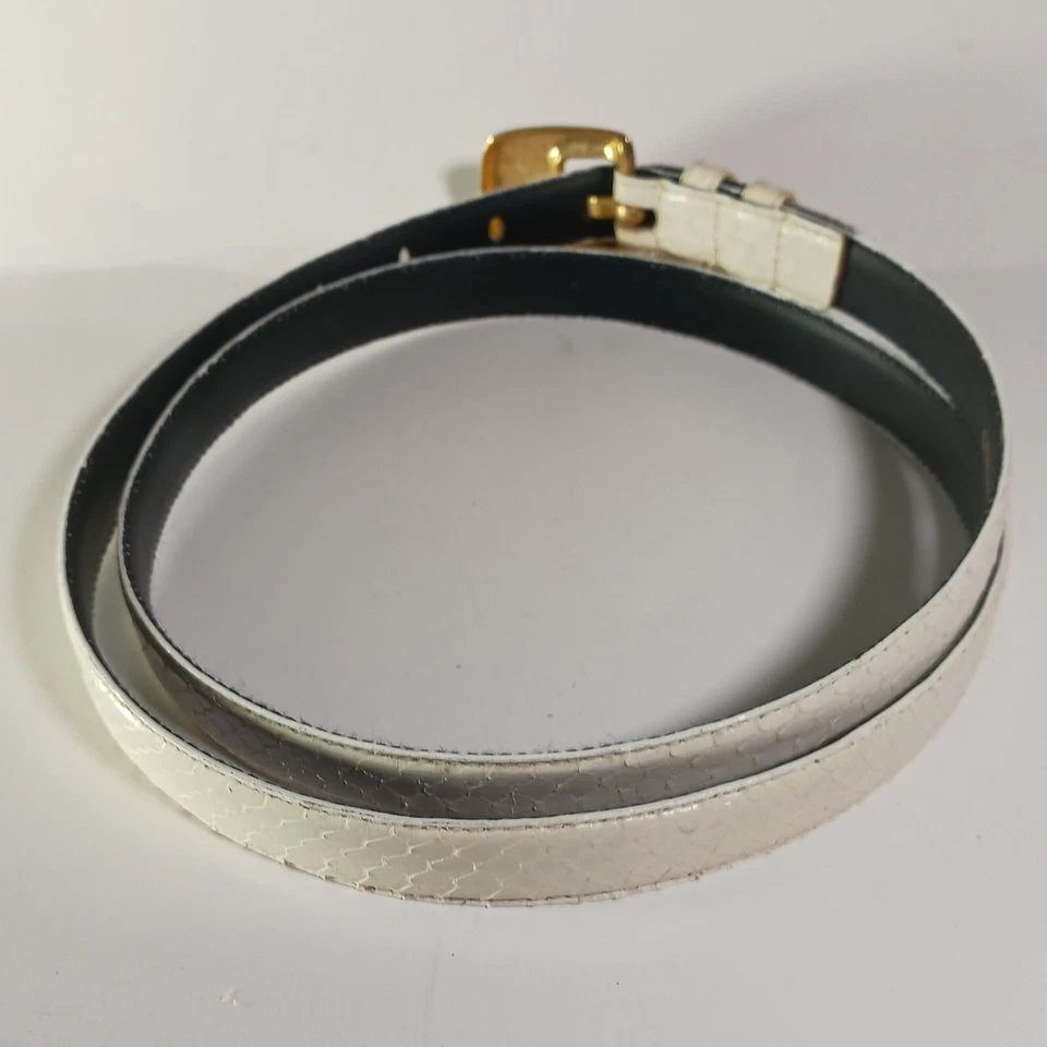 Cinto branco masculino vintage GG 100% couro genuíno pele de cobra 3/4 x 46 pol - Imagem 3 de 4