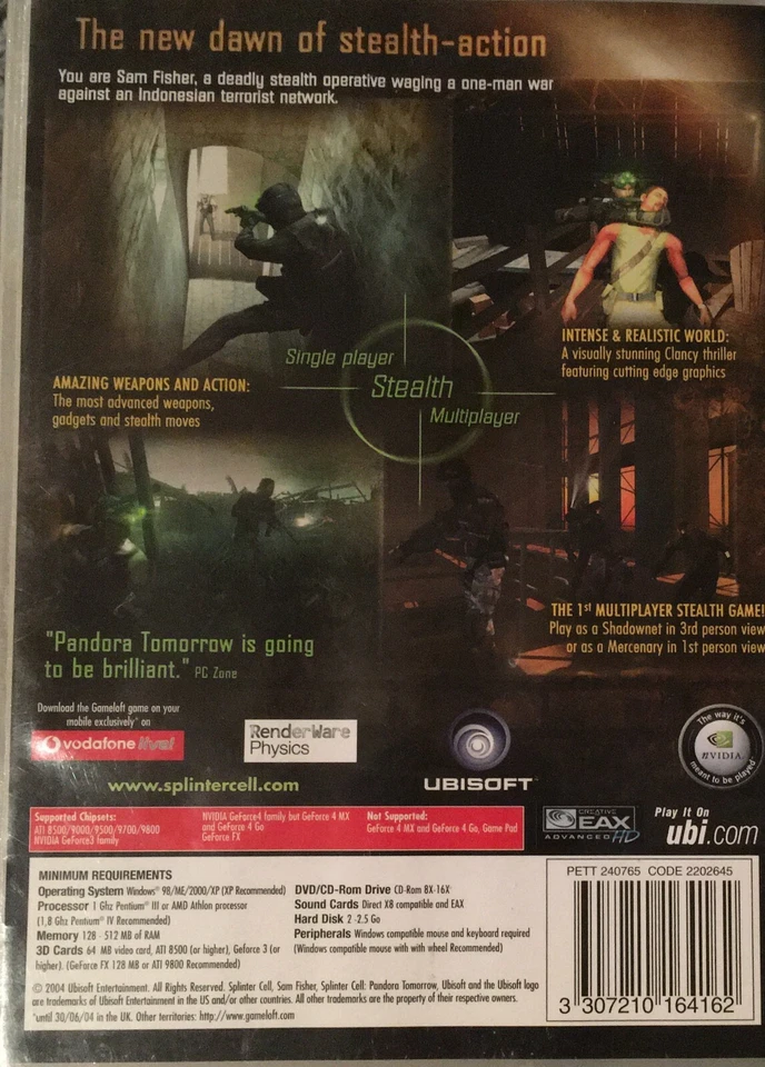 Tom Clancy's Splinter Cell Pandora Tomorrow for Windows PC CD ROM Very Rare - Image 2 of 4