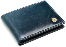 New Premium Quality Bi-fold Leather Wallet RFID Protected for Men Blue Colour