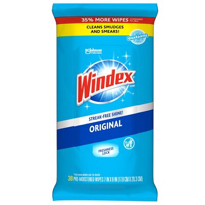 Windex Wipes Glass Cleaning Ammonia Free, Pre-Moistened Glass and Surface Wip...