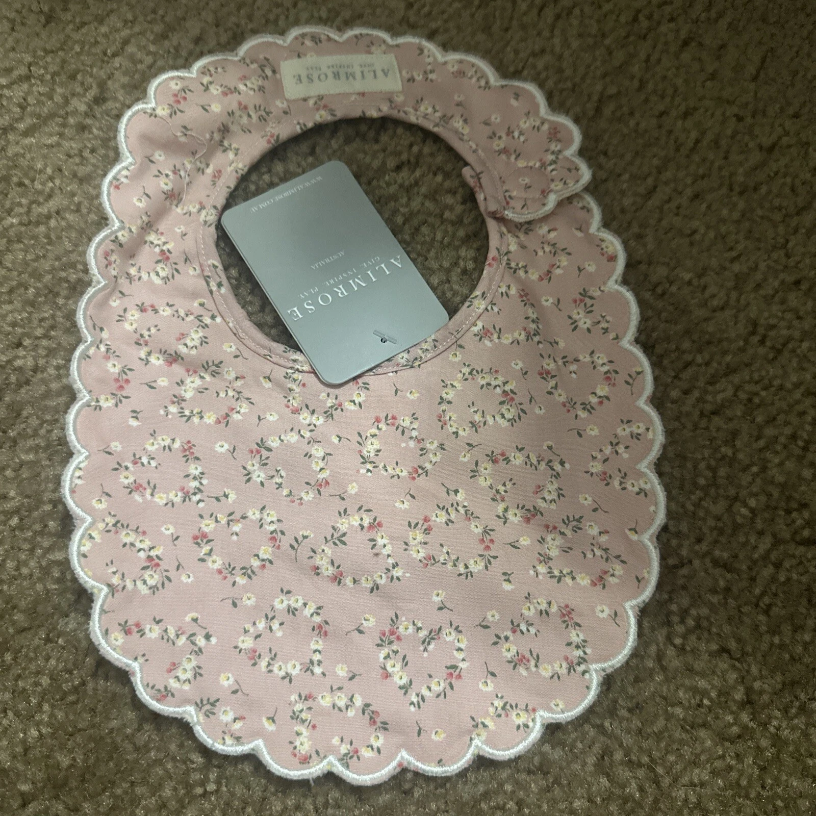 Alimrose Baby Girl Bibs - Floral Scalloped And Pink NWT