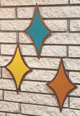 Set of 3 MCM Inspired MID CENTURY MODERN Wooden Wall Plaques - MCM Atomic Star