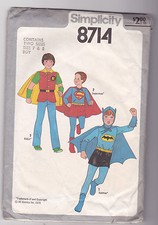 Batman Superman Robin Simplicity 8714 Pattern Size 7  8 Boys DC Comics 1978