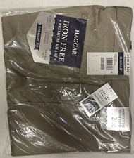 2 pair Haggar Men's Iron Free Premium khaki Straight Fit Pant 30 x 32