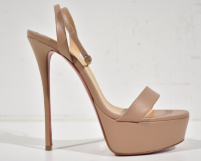 Christian Louboutin Loubi Queen Alta 150 Nude Ankle Strap Sandal