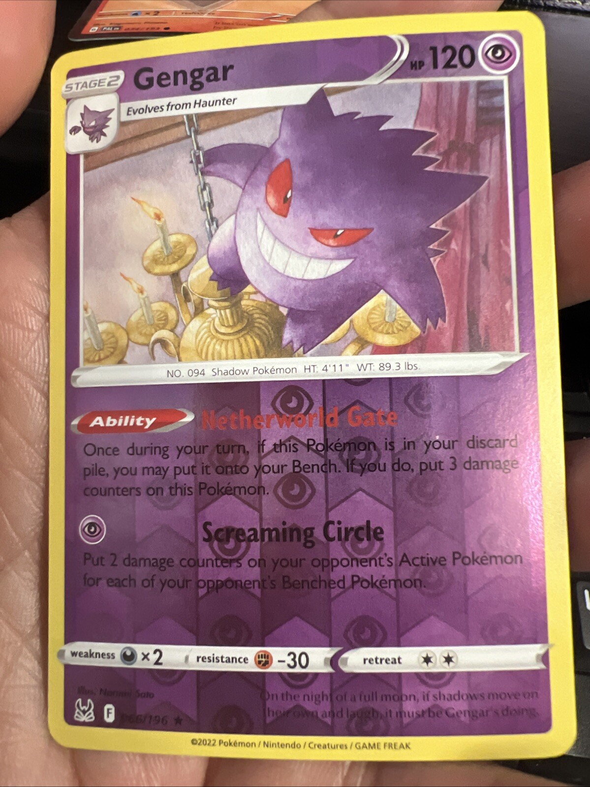 Gengar 66/196 Lost Origin Reverse Holo Rare Pokemon Card TCG 066/196 Pokémon