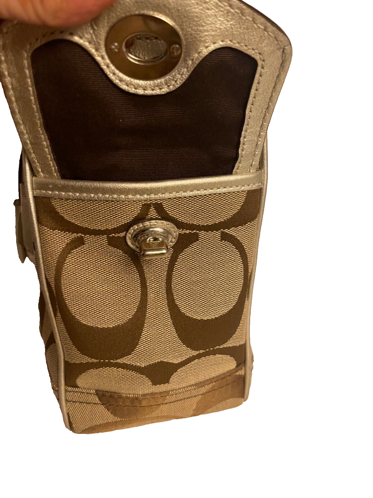 Coach handle/tote Handbag tan coach signature pat… - image 14