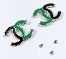 CHANEL CH 5525 Black/ Green Logo Icon Accessory Genuine With Screws Made ITALY