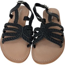 Monsoon Sandals 39 Black Leather Braided Design Womenswear - Preloved