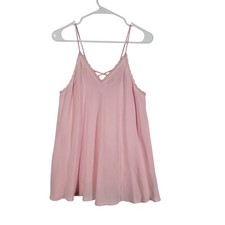 Abercrombie Fitch Pink Lace Trim Cami Top Sleepwear Spaghetti Strap Sz Small