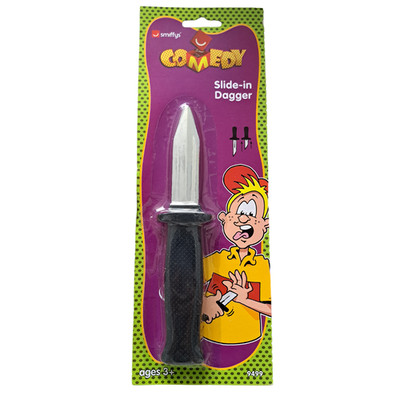 Einschub Dolch einziehbares Messer Streich Party Trick Neuheit Gig Halloween Spielzeug