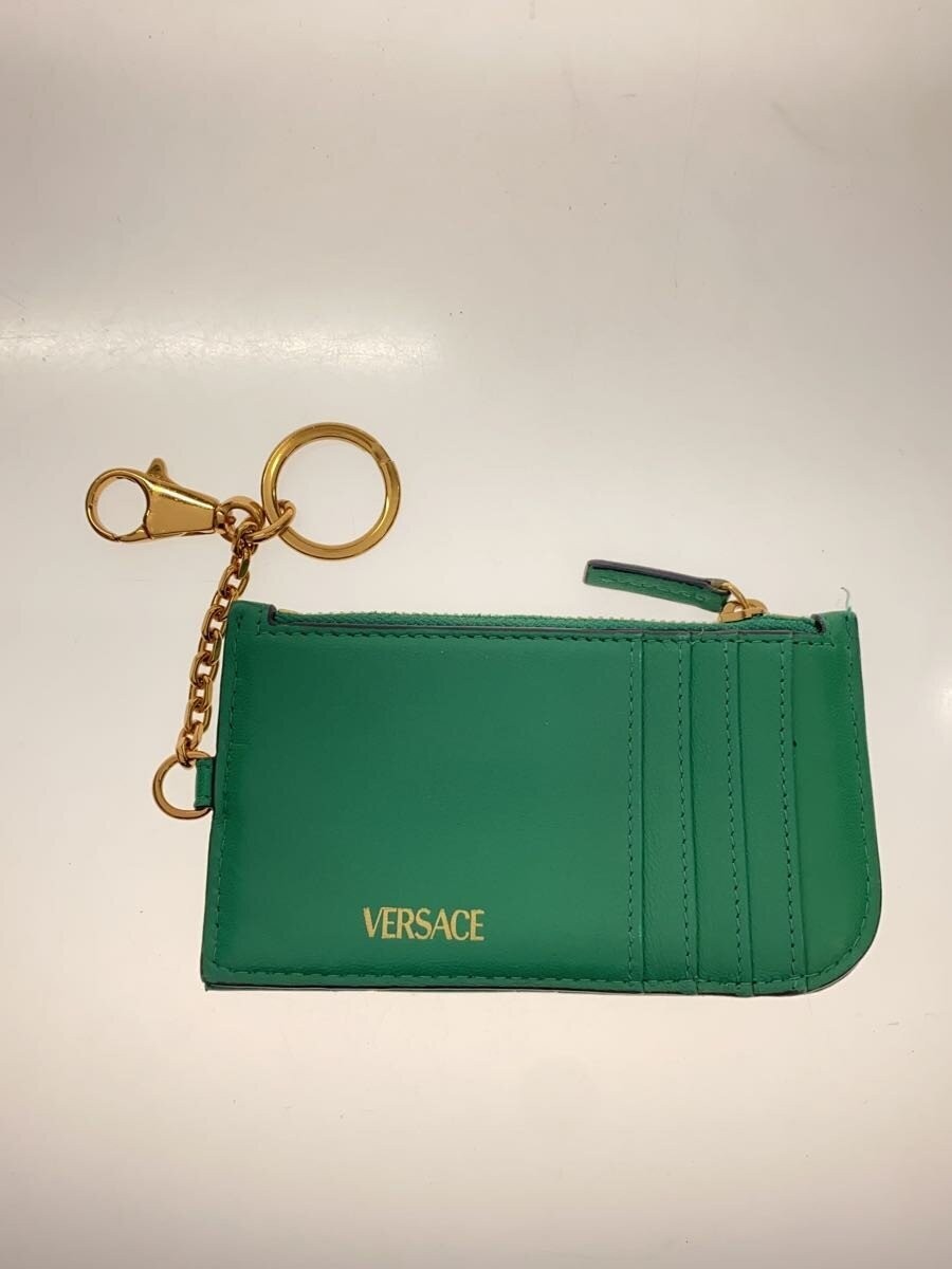 VERSACE Quilted Card Case Leather Green Women's thumbnail 2