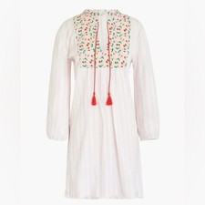 J. Crew Gauzy Mixed Print Striped Cherry Woven Tunic Cover-Up Dress Pink M NWOT