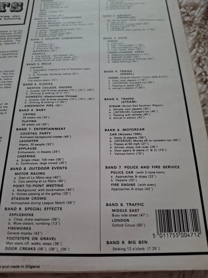 BBC SOUND EFFECTS No.1  vinyl LP Aircraft Birds Engines Church Beach Party Ship - Image 4 of 4