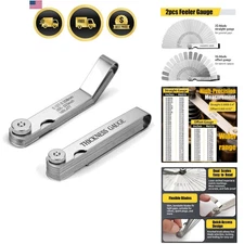 Feeler Gauge Set 2pcs Stainless Steel 32 Straight 16 Offset Blades SAE Metric