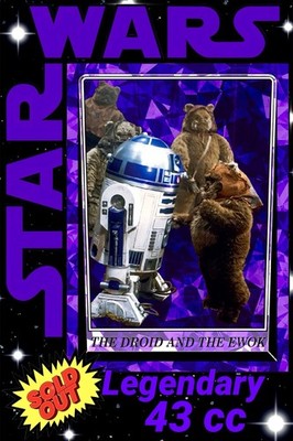 Star Wars Card Trader Chrome Sapphire Purple R2-D2 and Ewok Legendary Card 43cc