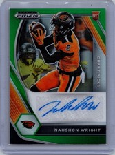 2021 Panini Prizm Draft Nahshon Wright Rookie Auto Green Prizm #DPA-NWR Beavers