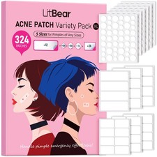 LitBear Large Pimple Patches, 5 Sizes 324 Patches Big Acne 5 324 Count