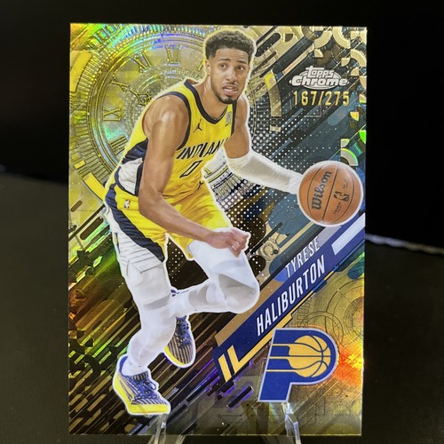 TYRESE HALIBURTON GO TIME YELLOW REFRACTOR /275 2025-26 TOPPS CHROME PACERS