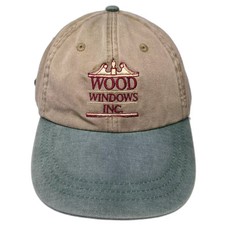 KC Caps Baseball Cap Beige Green One Size Strapback Hat Wood Windows Inc Logo