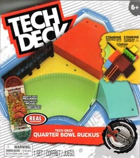 TECH DECK QUARTER BOWL RUCKUS WITH MINI SKATEBOARD - NEW!