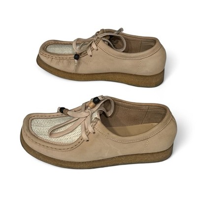 Clarks Originals Ladies WALLABEE Natural Raffia & Suede Shoes Size
