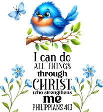 Fabric Panel 14"X14" Faith Pilippians 4:13 100 Cotton Quilt Square Panel AM1899