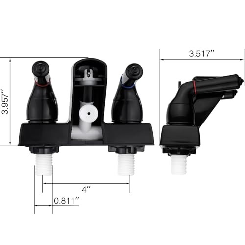 RV Shower Faucet, 4" RV Camper Tub & Shower Faucet Valve Diverter, Leak & Black