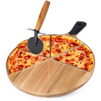 Rundes Pizzabrett Aus Holz Mit Messer 30 Cm 2 StüCk.