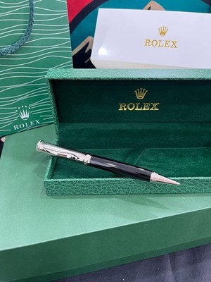 Rolex VIP Luxury Metal Siver &Black Retractable Ballpoint Pen Gift Box