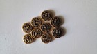 LOT of 9 Vintage Brass Heraldic Knight Shield 11mm Round Buttons Exellent EUC — photo 3