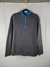 Nike Golf Pullover Mens L Gray Blue Quarter Zip Tour Performance Fleece Thermal