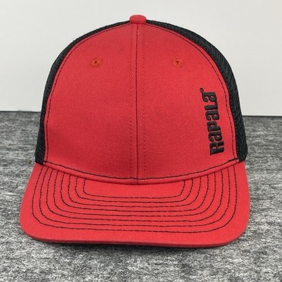 Rapala Trucker Hat Cap Red Black Spell Out Logo Mesh Back Adjustable Fishing