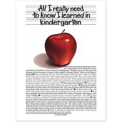 #ad All I Really Need to Know Learned in Kindergarten Poster $18.99