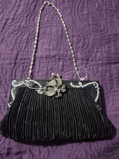 BLACK VINTAGE LETTY CLUTH PURSE MADE IN USA
