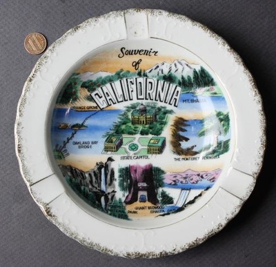 1960s Era California BIG ashtray Giant Redwood Mt. Shasta Monterey Yosemite --
