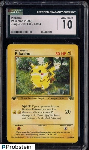 1999 Pokemon 1st Edition Jungle 60/64 Pikachu CGC 10 GEM MINT