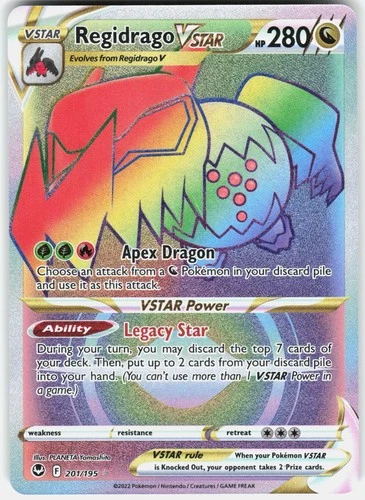 Regidrago VSTAR 201/195 Rainbow Rare Silver Tempest NM Pokemon Single Card