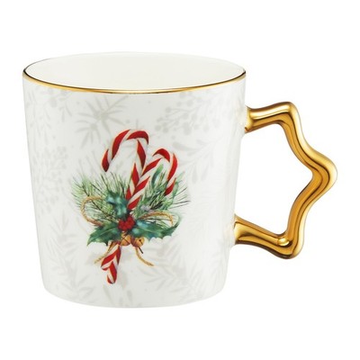 AMBITION Kaffeebecher Kaffeetasse Porzellan Tee Kaffee Star 390ml Zuckerstangen 