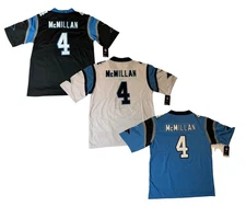 New Tetairoa McMillan Panthers Mens Large-XXL Black Blue White Stitched Jersey