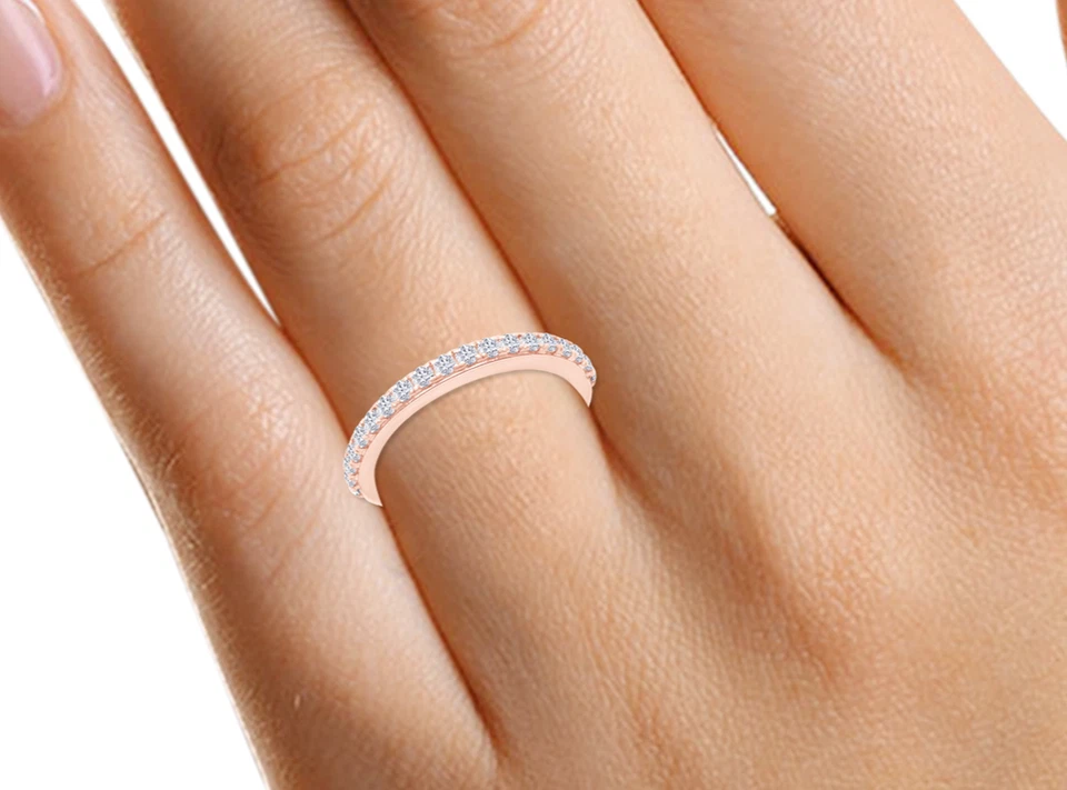 1/3 Ct Lab Grown Diamond Half Eternity Engagement Ring In 10k & 14k Solid Gold - Image 2 of 4